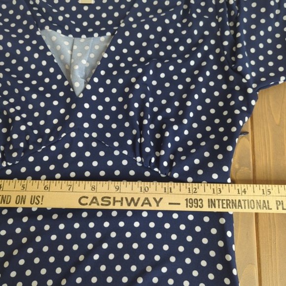 Michael Kors Navy Blue Polka-Dot A-Line Ruffle Dress SZ S - Picture 13 of 16